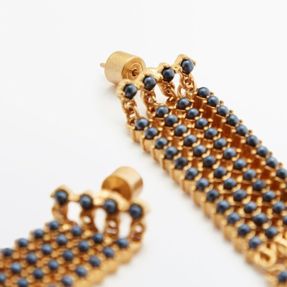 NEW Massimo Dutti Gold-plated long earrings - Picture 3 of 6